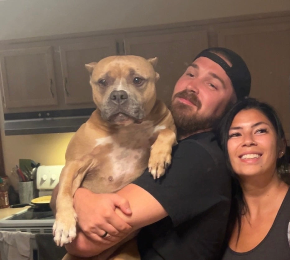 Boost Canine founder Britton Hopkins with Sofia, the dog behind the natural dog supplement brand.